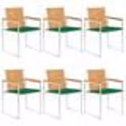vidaXL Chaises de jardin lot de 6 avec coussins Bois de teck massif - TU
