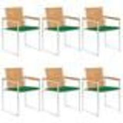 vidaXL Chaises de jardin lot de 6 avec coussins Bois de teck massif - TU