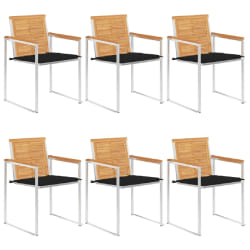 vidaXL Chaises de jardin lot de 6 avec coussins Bois de teck massif - TU