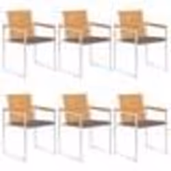 vidaXL Chaises de jardin lot de 6 avec coussins Bois de teck massif - TU