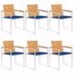 vidaXL Chaises de jardin lot de 6 avec coussins Bois de teck massif - TU