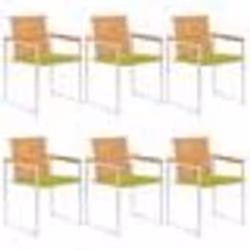 vidaXL Chaises de jardin lot de 6 avec coussins Bois de teck massif - TU