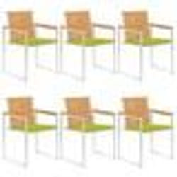 vidaXL Chaises de jardin lot de 6 avec coussins Bois de teck massif - TU