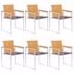 vidaXL Chaises de jardin lot de 6 avec coussins Bois de teck massif - TU