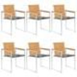 vidaXL Chaises de jardin lot de 6 avec coussins Bois de teck massif - TU