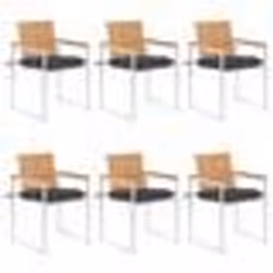 vidaXL Chaises de jardin lot de 6 avec coussins Bois de teck massif - TU