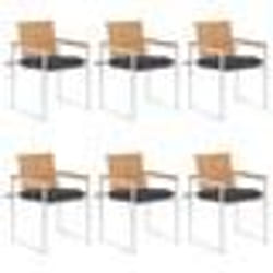 vidaXL Chaises de jardin lot de 6 avec coussins Bois de teck massif - TU