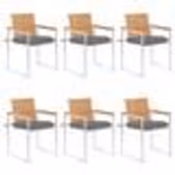 vidaXL Chaises de jardin lot de 6 avec coussins Bois de teck massif - TU