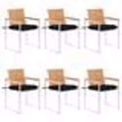vidaXL Chaises de jardin lot de 6 avec coussins Bois de teck massif - TU