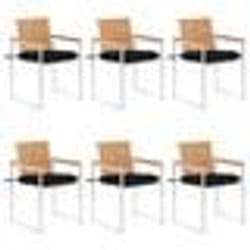 vidaXL Chaises de jardin lot de 6 avec coussins Bois de teck massif - TU