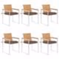 vidaXL Chaises de jardin lot de 6 avec coussins Bois de teck massif - TU