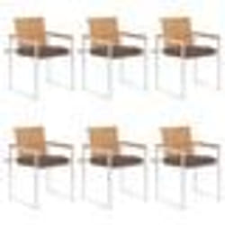 vidaXL Chaises de jardin lot de 6 avec coussins Bois de teck massif - TU