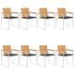 vidaXL Chaises de jardin lot de 8 avec coussins Bois de teck massif - TU