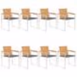 vidaXL Chaises de jardin lot de 8 avec coussins Bois de teck massif - TU