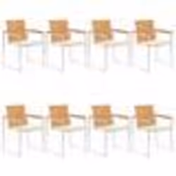 vidaXL Chaises de jardin lot de 8 avec coussins Bois de teck massif - TU