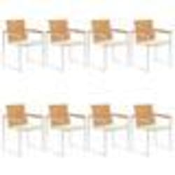 vidaXL Chaises de jardin lot de 8 avec coussins Bois de teck massif - TU