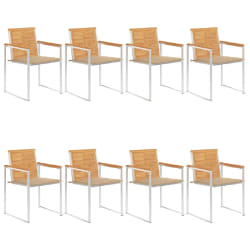 vidaXL Chaises de jardin lot de 8 avec coussins Bois de teck massif - TU