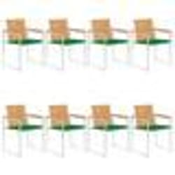 vidaXL Chaises de jardin lot de 8 avec coussins Bois de teck massif - TU