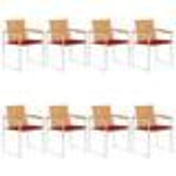 vidaXL Chaises de jardin lot de 8 avec coussins Bois de teck massif - TU