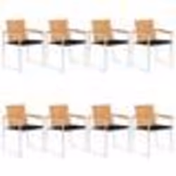 vidaXL Chaises de jardin lot de 8 avec coussins Bois de teck massif - TU