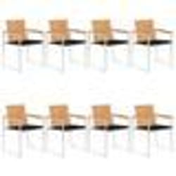 vidaXL Chaises de jardin lot de 8 avec coussins Bois de teck massif - TU