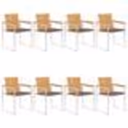 vidaXL Chaises de jardin lot de 8 avec coussins Bois de teck massif - TU