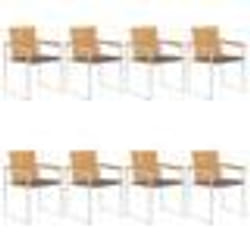 vidaXL Chaises de jardin lot de 8 avec coussins Bois de teck massif - TU