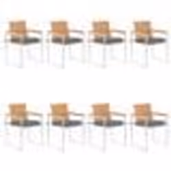 vidaXL Chaises de jardin lot de 8 avec coussins Bois de teck massif - TU