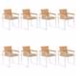 vidaXL Chaises de jardin lot de 8 avec coussins Bois de teck massif - TU