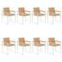 vidaXL Chaises de jardin lot de 8 avec coussins Bois de teck massif - TU