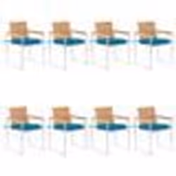 vidaXL Chaises de jardin lot de 8 avec coussins Bois de teck massif - TU
