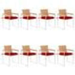vidaXL Chaises de jardin lot de 8 avec coussins Bois de teck massif - TU