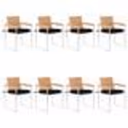 vidaXL Chaises de jardin lot de 8 avec coussins Bois de teck massif - TU