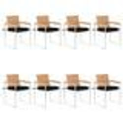 vidaXL Chaises de jardin lot de 8 avec coussins Bois de teck massif - TU