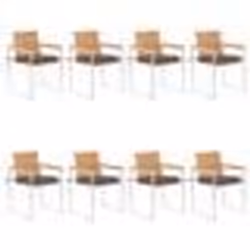 vidaXL Chaises de jardin lot de 8 avec coussins Bois de teck massif - TU