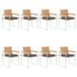vidaXL Chaises de jardin lot de 8 avec coussins Bois de teck massif - TU