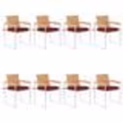 vidaXL Chaises de jardin lot de 8 avec coussins Bois de teck massif - TU