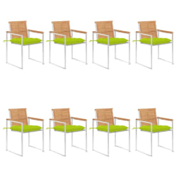 vidaXL Chaises de jardin lot de 8 avec coussins Bois de teck massif - TU