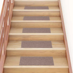 vidaXL Tapis d'escalier autocollants 15 pièces 60 x 25 cm Marron clair Rectangulaire