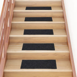 vidaXL Tapis d'escalier autocollants 15 pièces 60 x 25 cm Gris Rectangulaire