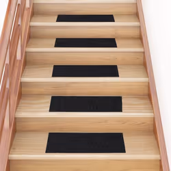 vidaXL Tapis d'escalier autocollants 15 pièces 60 x 25 cm Noir Rectangulaire