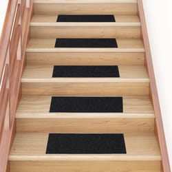 vidaXL Tapis d'escalier autocollants 15 pièces 60 x 25 cm Noir Rectangulaire