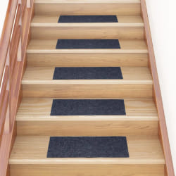 vidaXL Tapis d'escalier autocollants 15 pièces 60 x 25 cm Gris Bleu Rectangulaire