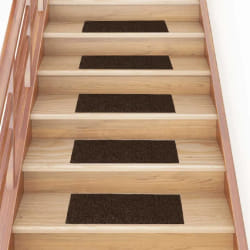vidaXL Tapis d'escalier autocollants 15 pièces 60 x 25 cm Marron Rectangulaire