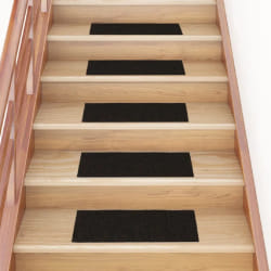 vidaXL Tapis d'escalier autocollants 15 pièces 60 x 25 cm Marron foncé Rectangulaire