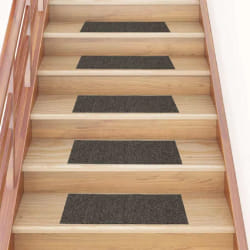 vidaXL Tapis d'escalier autocollants 15 pièces 60 x 25 cm Anthracite Rectangulaire