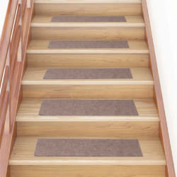 vidaXL Tapis d'escalier autocollants 15 pièces 76 x 20 cm Marron clair Rectangulaire