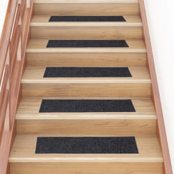 vidaXL Tapis d'escalier autocollants 15 pièces 76 x 20 cm Gris Rectangulaire