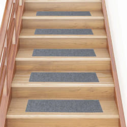 vidaXL Tapis d'escalier autocollants 15 pièces 76 x 20 cm Gris clair Rectangulaire