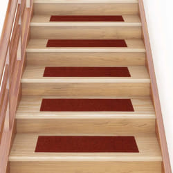 vidaXL Tapis d'escalier autocollants 15 pièces 76 x 20 cm Rouge bordeaux Rectangulaire